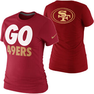 Nike Womens San Francisco 49ers Go Big Back Logo Slim Fit Cotton T-Shirt RED NEW