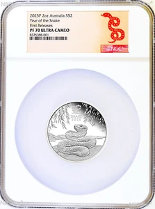 2025 P Australia PROOF Silver Lunar Year of the SNAKE 2oz $2 Coin NGC PF70 UC F - Picture 1 of 2