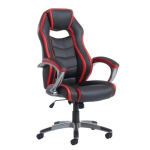 Jensen High Back Executive Chair - Black and Red Faux Leather - Picture 1 of 9