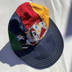 Vintage Walt Disney Company Mickey Mouse Blue Yellow Red 80s Painters Hat Cap - Picture 1 of 8