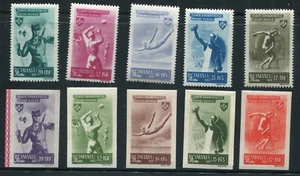 Romania 1945 OSP, sport, pallavolo, biathlon, discoteca, nuoto PERF+IMPERF MNH OG - Foto 1 di 2