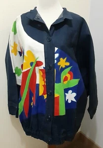Vtg. Handmade In Haiti Denim Parachute Jacket~Lechuza for the Tropics~Unisex XL - Picture 1 of 16
