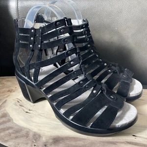 Sandali gladiatore JAMBU taglia 8M cinturino pelle nera zip posteriore tacco 3” SUGAR TOO - Foto 1 di 13