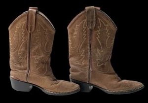 OLD WEST 1129 Western Cowboy Boots Brown Leather Size 110 - Picture 1 of 20
