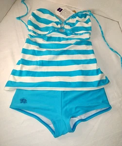 NWT Arizona Size S Baby Blue Girls Kids Swim Top and bottom suit Pool Beach - Picture 1 of 5