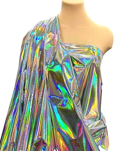 SILBER HOLO PU BESCHICHTETER 4-WEGE-STRETCH-STOFF... 58".. BTY, KOSTÜM, (REDUZIERT) - Bild 1 von 1