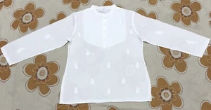 Baumwolle indische Chikan Stickerei weiß Kleid für Damen - Bild 1 von 5