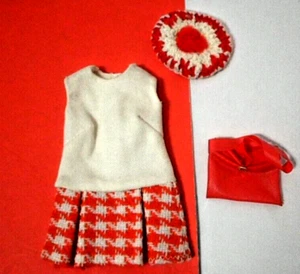 VESTIDO CLONE TAMMY DARCI TRESSY ROJO CINTURA CAÍDA ROJO BLANCO 12" ropa CARTERA SOMBRERO - Imagen 1 de 2
