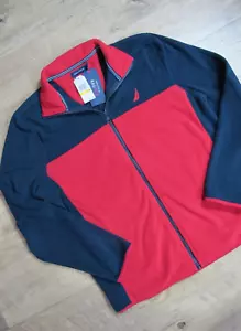 Nautica Fleecejacke Colorblock dunkelblau rot ~ Gr. Medium - Bild 1 von 10