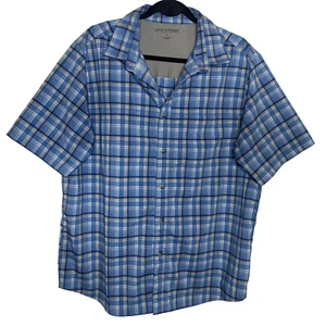 Great Northwest Shirt Mens L Blue Plaid Button Down Short Sleeve Fishing Outdoor - Picture 1 of 8