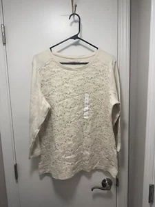 Croft & Barrow Women's Blouse 3/4 Sleeve, Ivory , Large - Picture 1 of 3