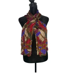 Vintage Liz Claiborne Scarf 100% Silk Made in Japan BOHO Wrap Ethnic Statement - Picture 1 of 8