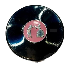 Rare Colonial Dames Compact Powder Rouge Victorian Couple Pink Black  - Picture 1 of 6