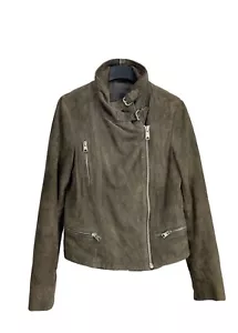 Allsaints Bales Suede Biker Jacket Leather Womens US 6 UK 10 - Picture 1 of 12