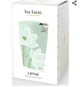 Tea Forte Kati Cup Lotus, Ceramic Tea Infuser Cup with Infuser Basket and Lid