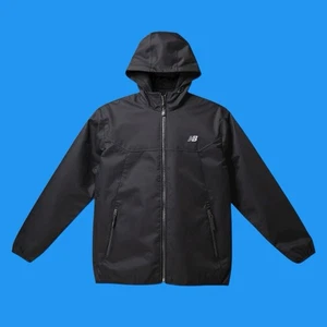 Chaqueta con Capucha New Balance Para Hombres Talla Pequeña Cremallera Completa Ligera Forrada de Vellón Negra - Imagen 1 de 17
