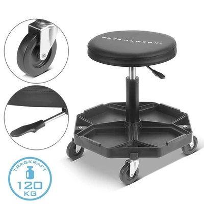 STAHLWERK Werkstatthocker 120kg Werkstattsitz Werkstattstuhl Rollhocker Rollsitz - Bild 1 von 4