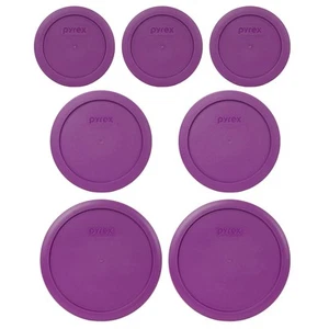 Pyrex (3) 7200-PC (2) 7201-PC and (2) 7402-PC Thistle Purple Lids - Picture 1 of 4