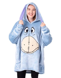 Disney Blue Eeyore Blanket Hoodie Womens - Picture 1 of 9