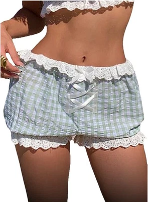 Zolique Ladies Lace Up Low Rise Plaid Bloomer Shorts S New Rave Festival Music - Image 1 of 4
