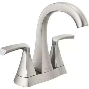 Delta Pierce 4 Zoll Mittelset 2-Griff Badarmatur SpotShield Nickel gebürstet, - Bild 1 von 14