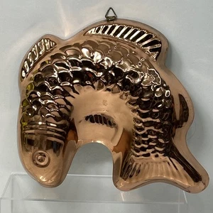 Vtg Copper Jumping Fish Salmon Tin Jello Mold Wall Decor Retro Wall Hanging - Picture 1 of 6