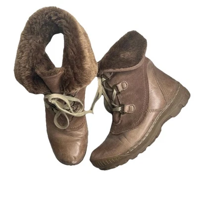 Botas Baretraps Para Mujer 8M Dagney Combat Shearling Invierno Marrón Cuero Imitación Piel Foto 1 de 4