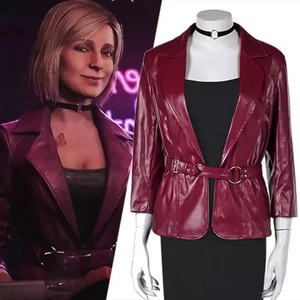 Maria Silent Hill Cosplay Jacke | Damen rotes Lederkostüm für Halloween A+ - Bild 1 von 3