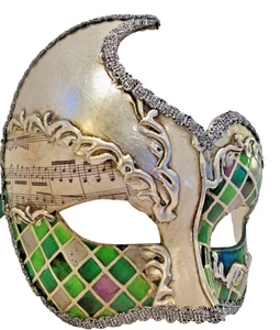MAR12 A QUALITY ITALIAN MASK HANDPAINTED BY ARTISANS, HALF FACE, GREEN MOSAIC. - Picture 1 of 3