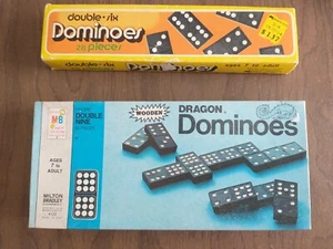 MB Dragon Dominoes DBL 9 Boxed & Kmart DBL 6 Set Vintage Boxed Complete - Picture 1 of 3