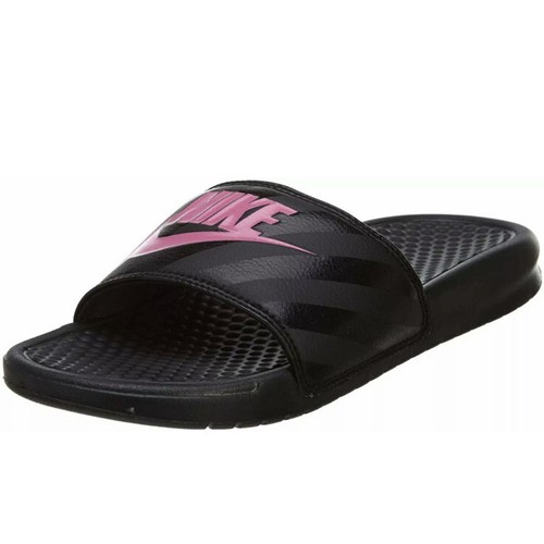 Sandali donna Nike Benassi JDI logo slides nero rosa vivo taglia 6