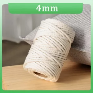2/3/4/5/6mm Natural Cotton Rope Cord String Twisted Craft Macrame DIY Decoration - Picture 1 of 21