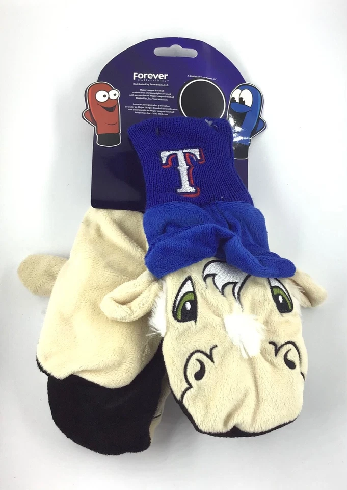 Texas Rangers MLB / Plush Character Mascot Puppet Mittens FOCO / Youth Size L/XL - Image 1 of 4