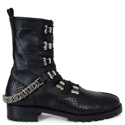 71474 Auténtico CHRISTIAN LOUBOUTIN Cuero Negro 2020 GUARDA CHAIN Botas Zapatos 38 Foto 1 de 4