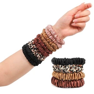 Hair Ties Silk Satin Scrunchies - Small Mini Thin Elestics Ponytail Holder Ha... - Picture 1 of 8