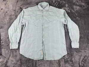 Camicia Tommy Bahama Lino Uomo L Blu Plaid Manica Lunga Elasticizzata - Foto 1 di 9