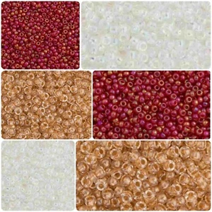 Miyuki Size 15/0 Japanese Seed Beads - Red, Crystal AB Gold Sparkle 10g & 5g - Picture 1 of 6