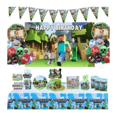 Miner Crafts Birthday Disposable Party Supplies 108 Pcs - Image 1 of 4
