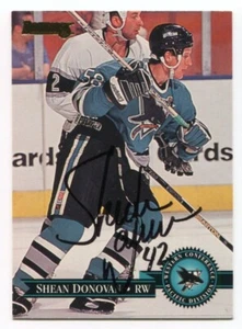 1995-96 Donruss Shean Donovan Signed Card NHL Hockey Autograph AUTO #77 - Picture 1 of 2