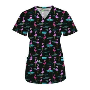 BRAND NEW GT Performance scrub Top Size MEDIUM FLAMINGOS - Picture 1 of 1