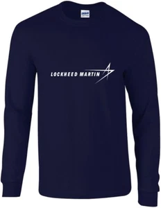 Lockheed Martin White Logo US Aerospace Navy Blue Long Sleeve Cotton T-shirt - Picture 1 of 3