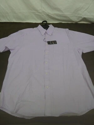 全新 Falcon Bay 男式纽扣短袖紫色正装衬衫 尺寸 15-15 1/2 — 第 1/4 张图片