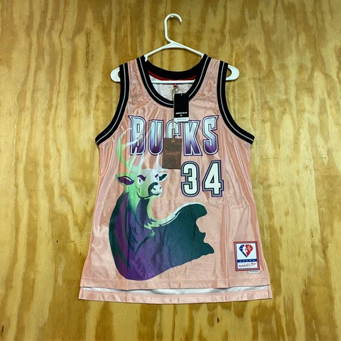 Mitchell & Ness Women's 75th Milwaukee Bucks Ray Allen #34 Rose Gold Jersey XL Cover