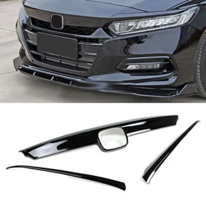 For Honda Accord 2021 2022 Grill Garnish Molding Trim&Eyelid Cover Gloss Black . - Picture 1 of 10