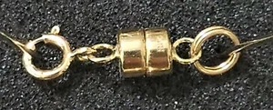 4,5 mm 14k MAGNETISCHE SCHLIESSE WINZIGER Extender gelb MASSIVGOLD mit FEDER & GETEILTER RING - Bild 1 von 6