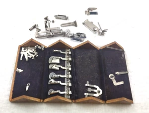 1889 Singer Sewing Machine Attachments in Folding Wooden Puzzle Box - Picture 1 of 6