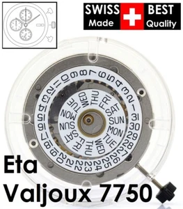 Swiss ETA VALJOUX 7750 25 Jewels Automatic Movement. White , English Day Date - Picture 1 of 6