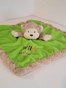 OKIE DOKIE WILD FOR MOMMY MONKEY BABY LOVEY SECURITY BLANKET WITH RATTLE SATIN - Picture 1 of 6