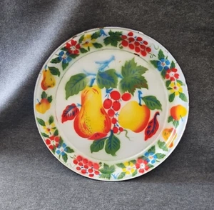 Vintage Another Rossini Creation 18" Dia Fruit Design Enamelware Serving Tray - Picture 1 of 6