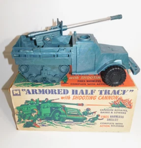 RARE Vintage Large-Size MPC Metallic Blue Army Armored Half-Track Tank 15" LONG - Picture 1 of 18